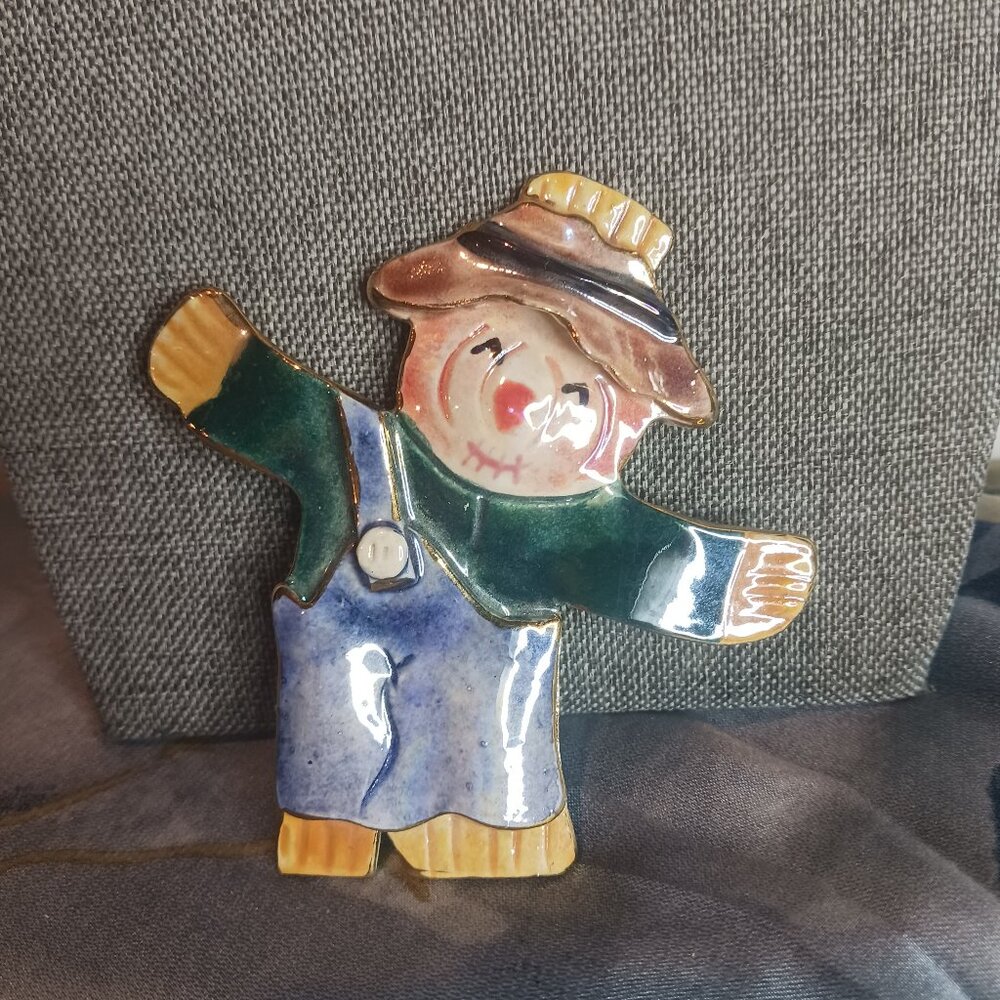 Ceramic Scarecrow Brooch